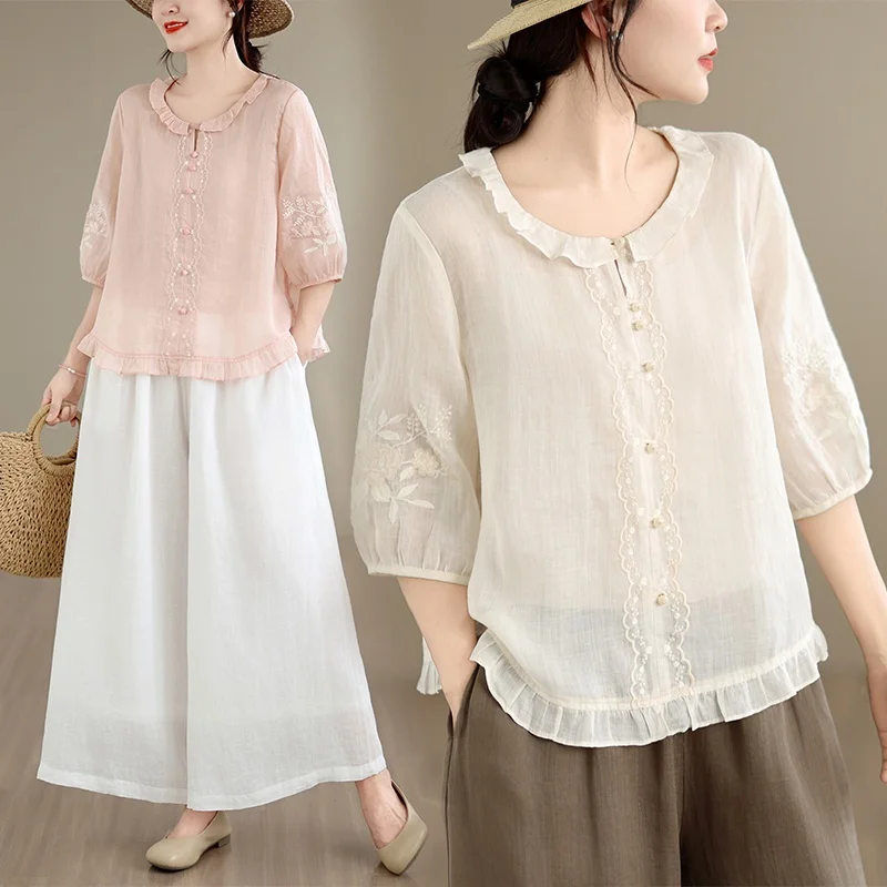 plus Size Retro Short Sleeve Shirt Overbust Style Chinese New Style Women's Summer Fashionable Comfortable Breathable Top
plus Size Retro Short Sleeve Shirt Overbust Style Chinese New Style Women's Summer Fashionable Comfortable Breathable Top