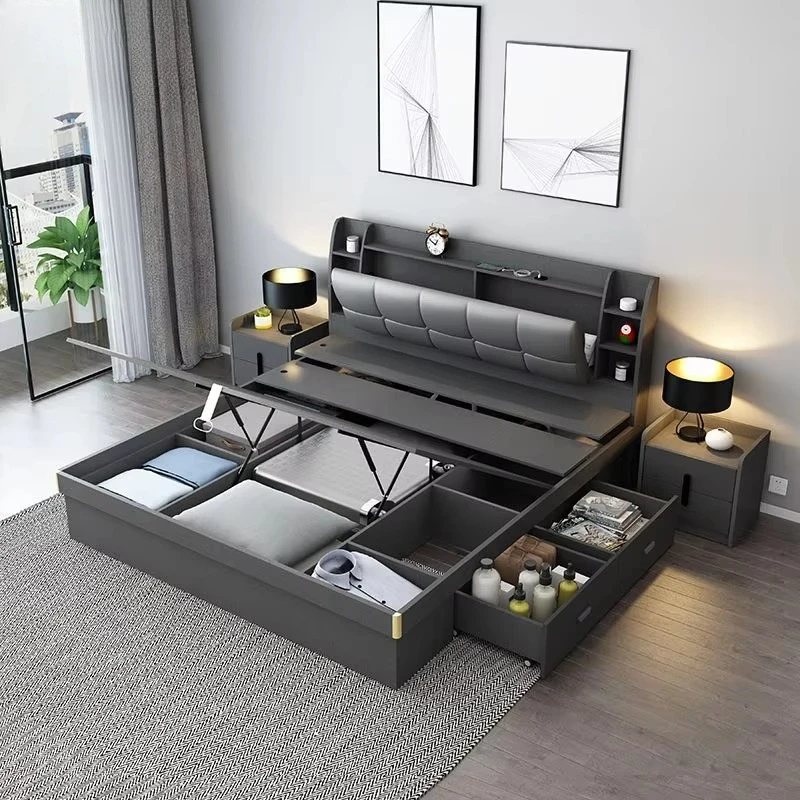 New Model Hot Sale House Bed with USB Charging Wholesale Price Excellent Custom Grey Wooden Double Upholstered Bed for Bedroom
New Model Hot Sale House Bed with USB Charging Wholesale Price Excellent Custom Grey Wooden Double Upholstered Bed for Bedroom
