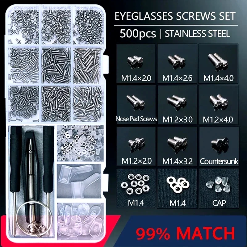 500pc Eyeglasses Sunglasses Repair Kit Tool Glasses Screwdriver Screws Sets Nuts Nose Pad Optical Repair Tool Parts Assorted2030
500pc Eyeglasses Sunglasses Repair Kit Tool Glasses Screwdriver Screws Sets Nuts Nose Pad Optical Repair Tool Parts Assorted2030