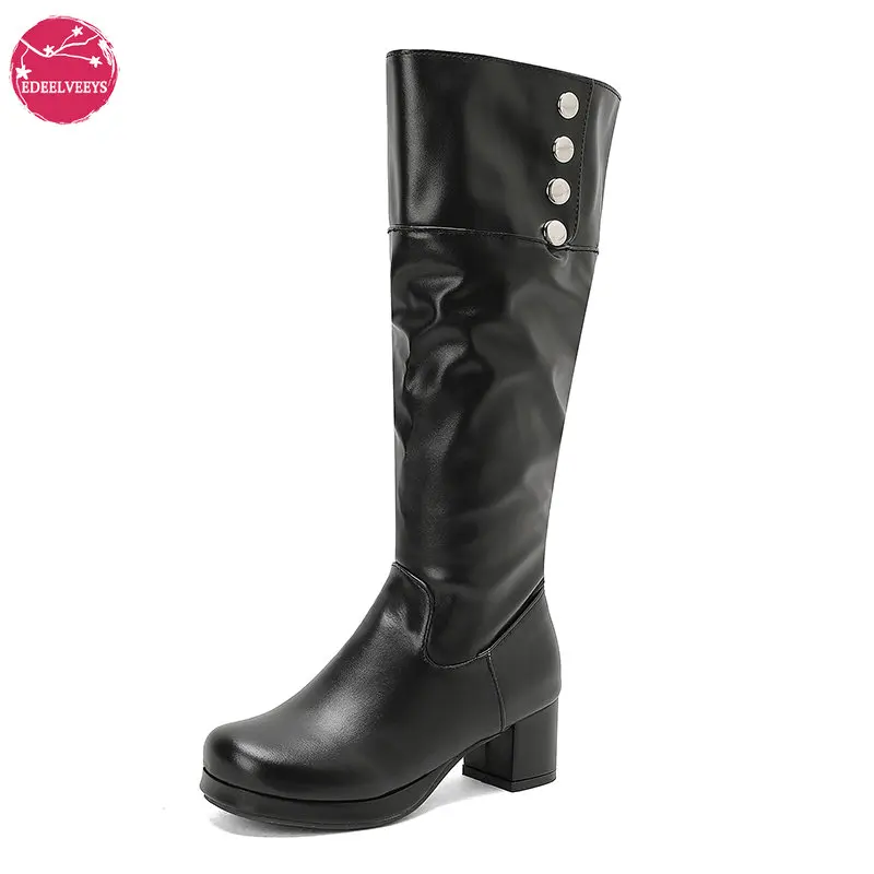 Women's Knee High Boots Round Toe Turn-Over Edge Block Heel Metal Button Platform Lolita Goth Boots Side Zipper Plus Size 
Women's Knee High Boots Round Toe Turn-Over Edge Block Heel Metal Button Platform Lolita Goth Boots Side Zipper Plus Size