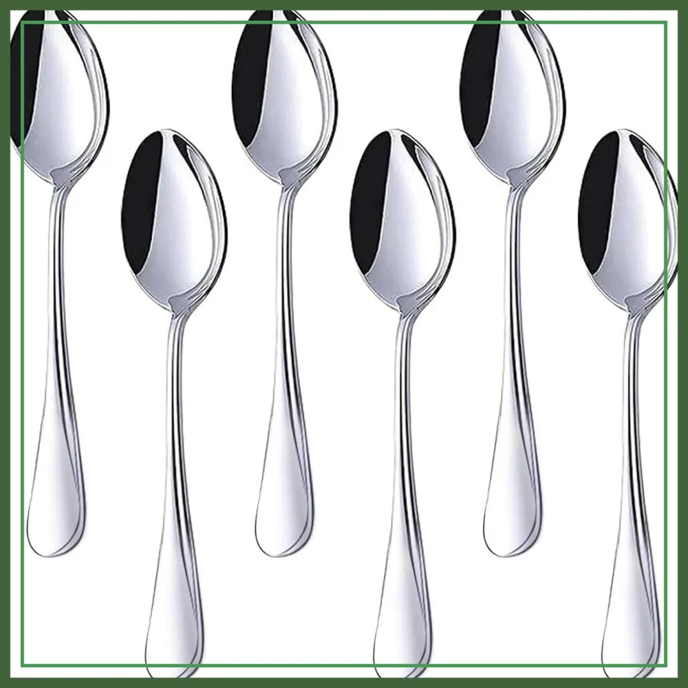 6-Piece 6.7 Inch Stainless Steel Spoons for Coffee, Dessert, Soup, Tea, Sugar, Yogurt & Ice Cream, Mirror Polished, Dishwasher Safe
6-Piece 6.7 Inch Stainless Steel Spoons for Coffee, Dessert, Soup, Tea, Sugar, Yogurt & Ice Cream, Mirror Polished, Dishwasher Safe