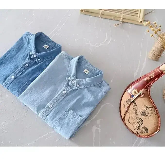 Classic Style Long Sleeve Denim Shirt Men Spring Summer Casual Jean Shirts Lapel Pocket Pure Cotton Comfort Cowboy Tops Simple
Classic Style Long Sleeve Denim Shirt Men Spring Summer Casual Jean Shirts Lapel Pocket Pure Cotton Comfort Cowboy Tops Simple