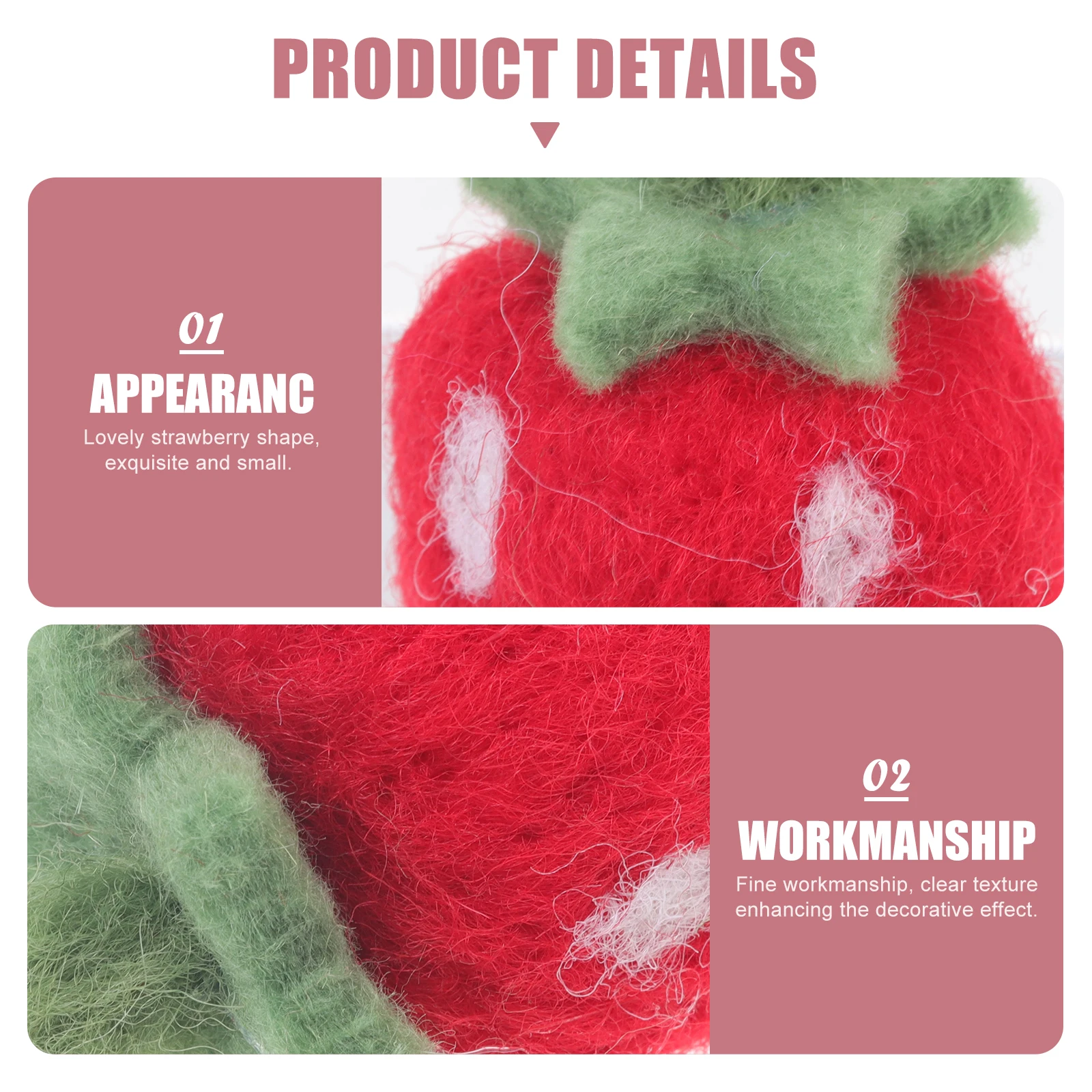 10Pcs Wool Felt Handmade Strawberry Crafts DIY Home Decor Hairband Accessories Party Ornament Decoration Wool Felting Crafts
10Pcs Wool Felt Handmade Strawberry Crafts DIY Home Decor Hairband Accessories Party Ornament Decoration Wool Felting Crafts