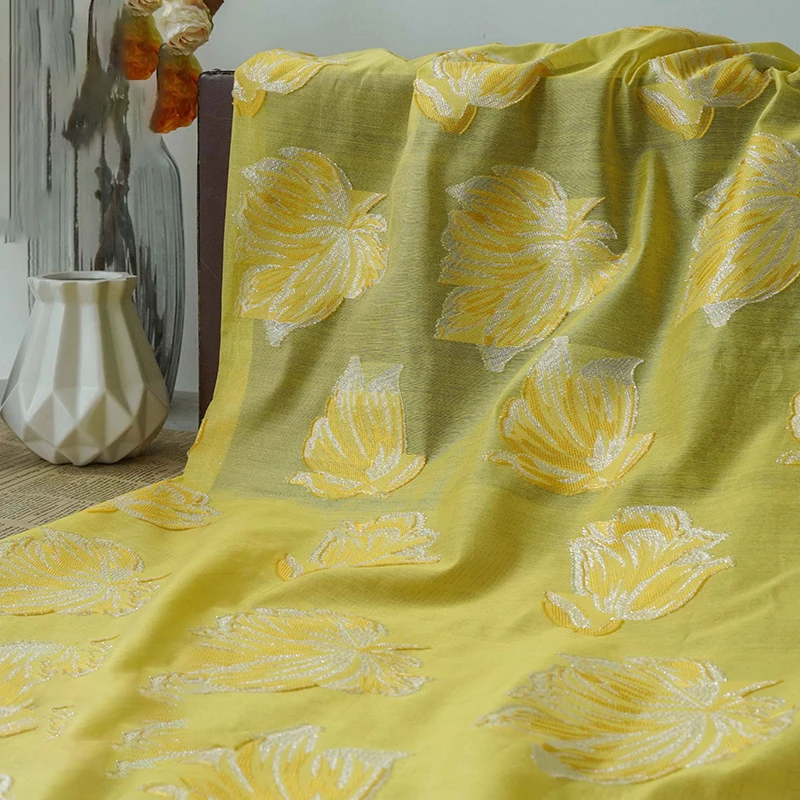 Bright Yellow Silver Silk Leaf Jacquard Brocade Fabric Spring Summer Strap Dress Decorative Sewing Fabric 50cmx145cm
Bright Yellow Silver Silk Leaf Jacquard Brocade Fabric Spring Summer Strap Dress Decorative Sewing Fabric 50cmx145cm