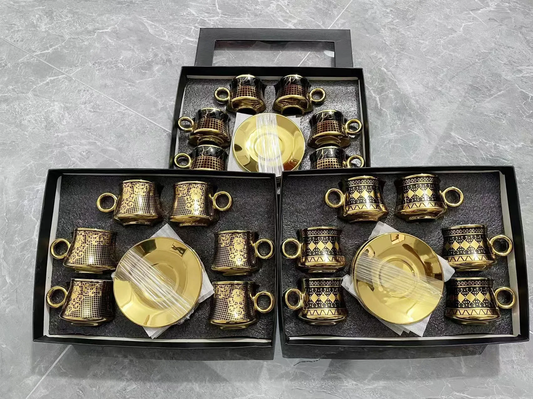# European Ceramic Coffee Cup Set Color Glazed Turkey Coffee Cappuccino Cup Gold Saucer Gift Box Set #
# European Ceramic Coffee Cup Set Color Glazed Turkey Coffee Cappuccino Cup Gold Saucer Gift Box Set #