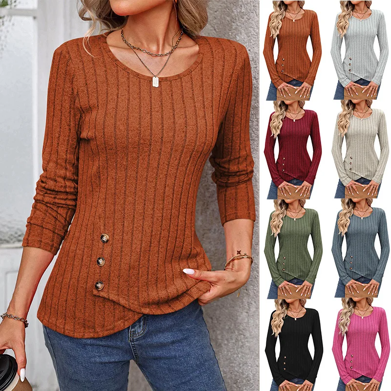 European American women's clothing 2026 autumn winter waist cinching round neck tight fitting long sleeved T-Shirts Tees Tops
European American women's clothing 2026 autumn winter waist cinching round neck tight fitting long sleeved T-Shirts Tees Tops