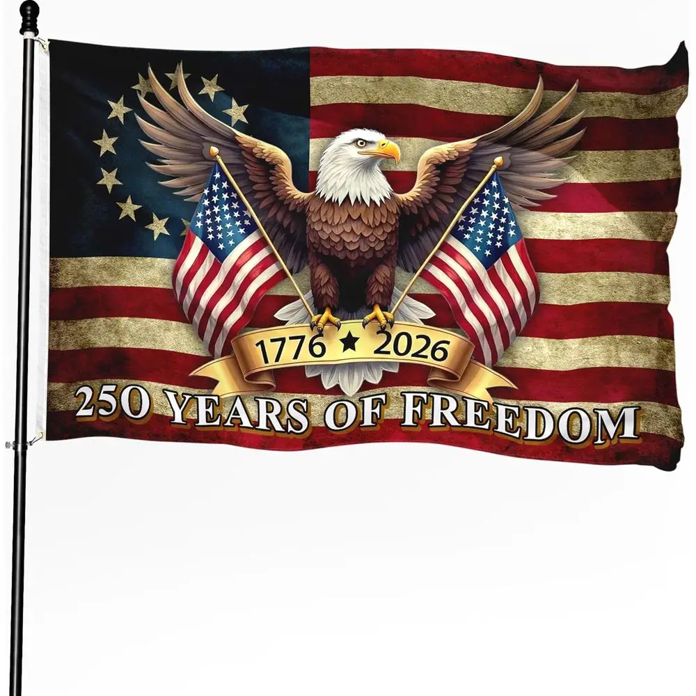American 250th Anniversary Flag, 1776-2026, Polyester with Brass Grommets, Durable for Indoor/Outdoor, Patriotic 4th of July Dec
American 250th Anniversary Flag, 1776-2026, Polyester with Brass Grommets, Durable for Indoor/Outdoor, Patriotic 4th of July Dec