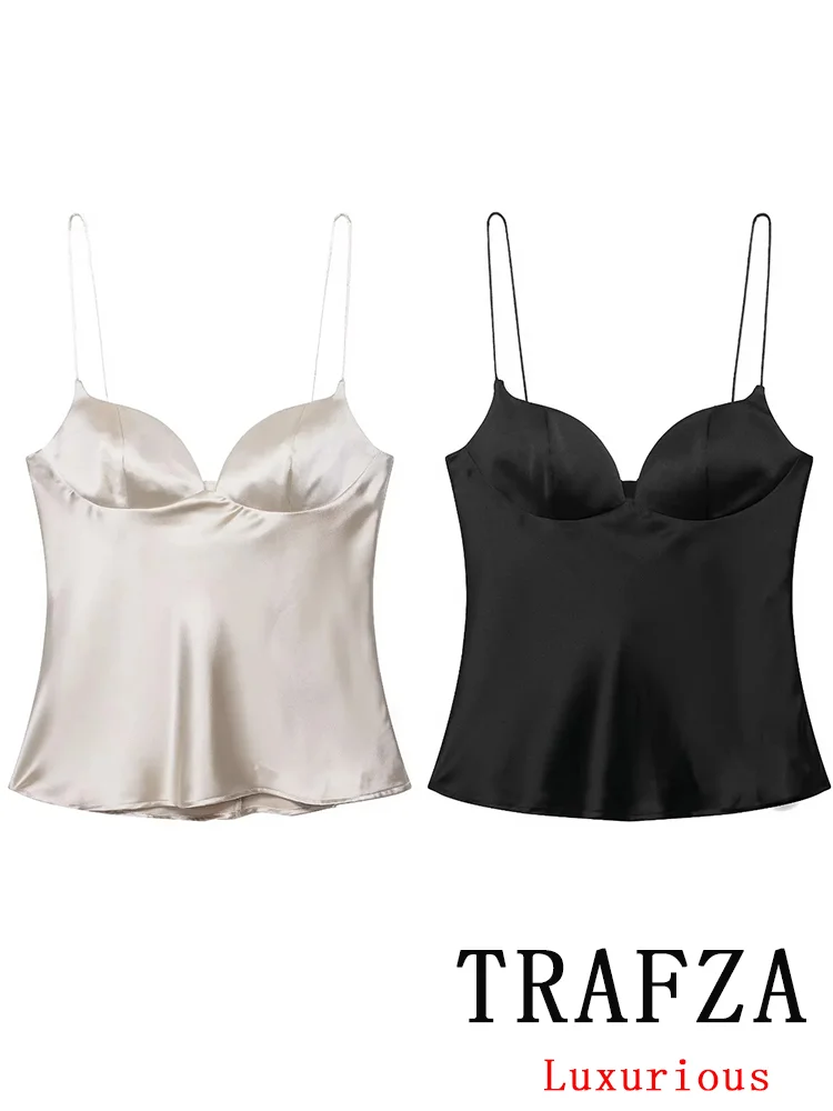 TRAFZA Sexy Chic Satin Women Tops Solid Sleeveless Backless Zipper Cami Slim Short Vest Fashion 2025 Autumn Female Partg Vest
TRAFZA Sexy Chic Satin Women Tops Solid Sleeveless Backless Zipper Cami Slim Short Vest Fashion 2025 Autumn Female Partg Vest