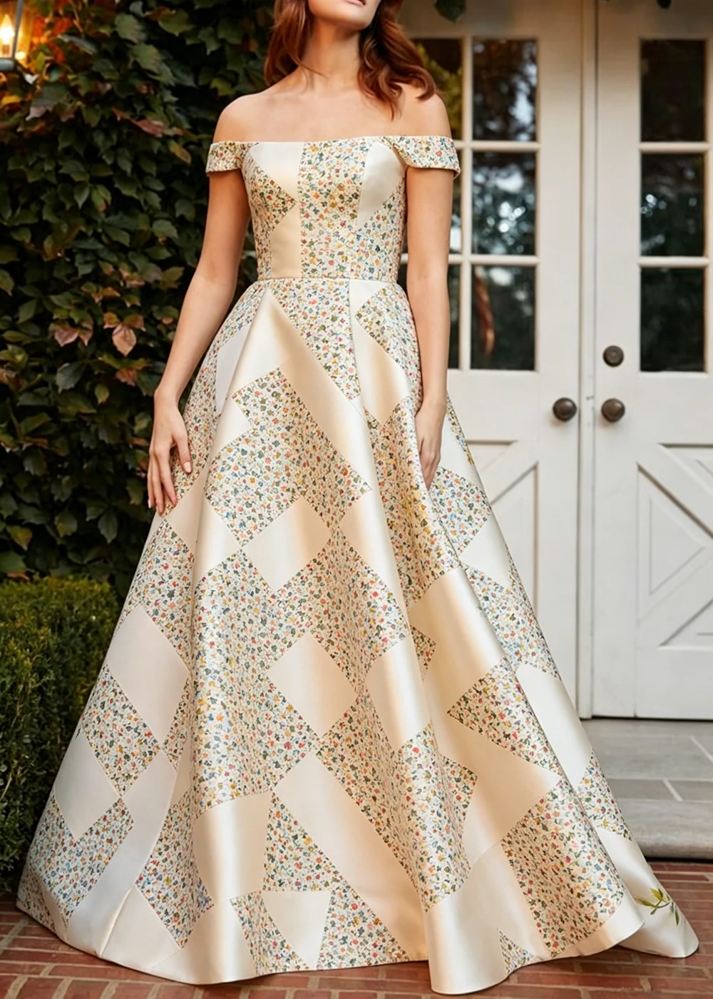 Women's Patchwork Tiny Floral Off Shoulder Satin Maxi Dress Summer Elegance High Waist A Line Dress Formal Evening Party Gown
Women's Patchwork Tiny Floral Off Shoulder Satin Maxi Dress Summer Elegance High Waist A Line Dress Formal Evening Party Gown