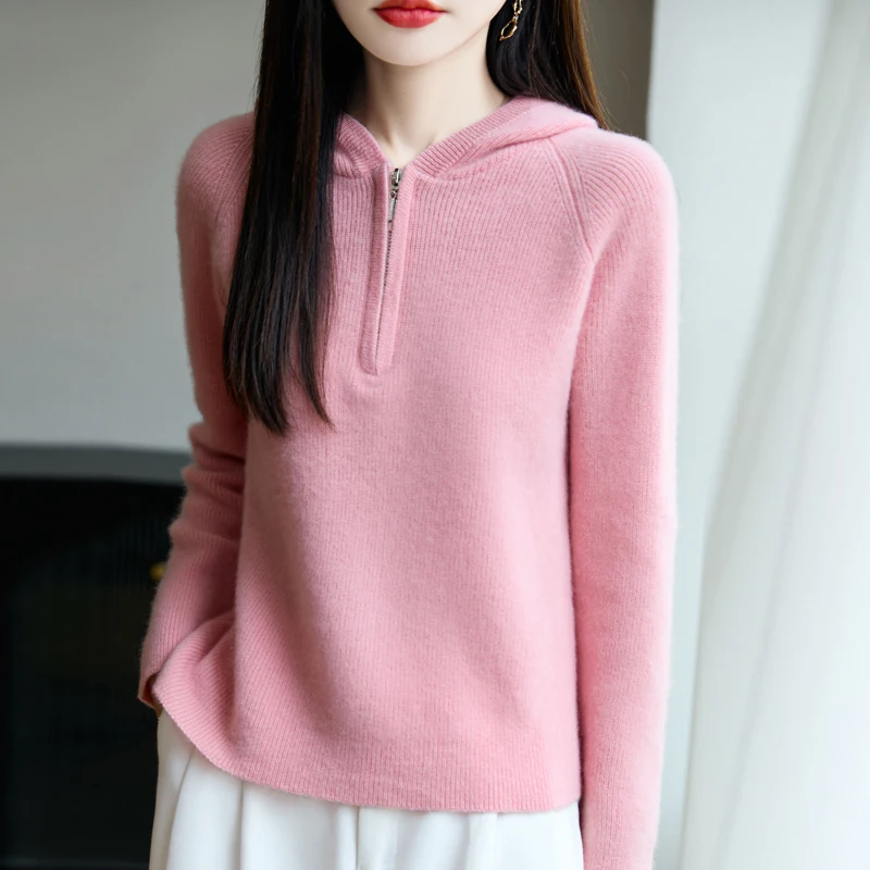 Осень и зима, новый пуловер из 100% мериносовой шерсти, толстовка с полумолнией, высококачественная повседневная свободная мягкая роскошная женская толстая вязка с круглым вырезом
Осень и зима, новый пуловер из 100% мериносовой шерсти, толстовка с полумолнией, высококачественная повседневная свободная мягкая роскошная женская толстая вязка с круглым вырезом