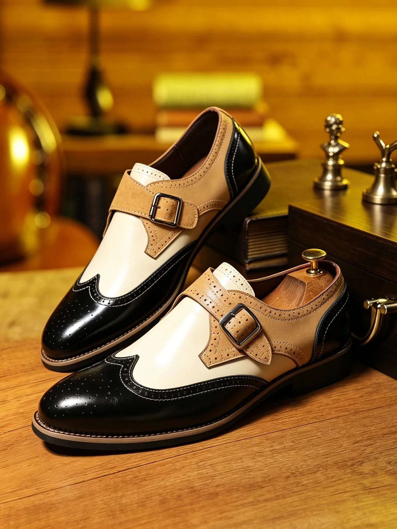 Italian Style Men's Genuine Leather Dress Shoes, Wingtip Brogue Oxfords with Monk Strap Buckle, Luxury Formal Footwear for Busin
Italian Style Men's Genuine Leather Dress Shoes, Wingtip Brogue Oxfords with Monk Strap Buckle, Luxury Formal Footwear for Busin