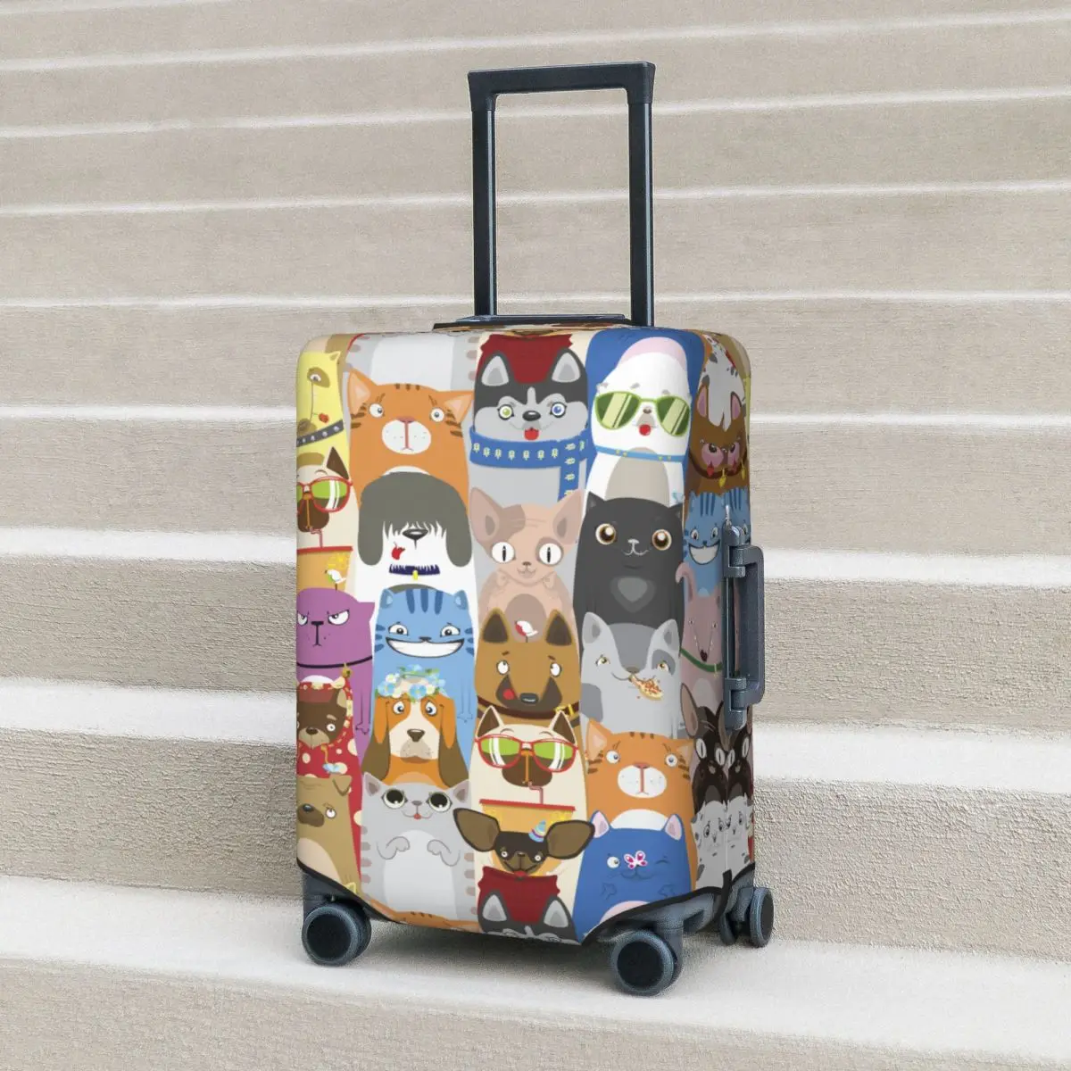 Funny Cats And Dogs Suitcase Cover Colorful Cartoon Holiday Business Fun Luggage Case Protection
Funny Cats And Dogs Suitcase Cover Colorful Cartoon Holiday Business Fun Luggage Case Protection