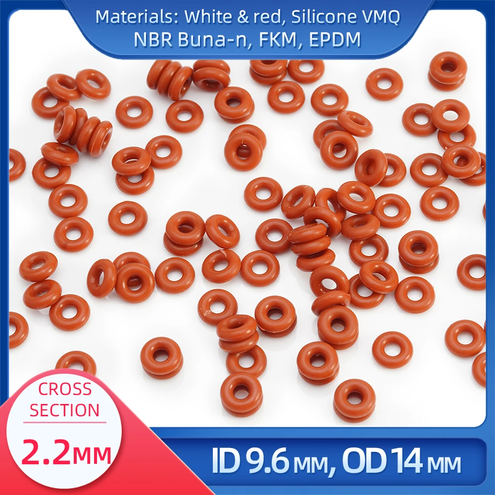 O Ring CS 2.2 mm ID 9.6 mm OD 14 mm Material With Silicone VMQ NBR FKM EPDM ORing Seal Gaske
O Ring CS 2.2 mm ID 9.6 mm OD 14 mm Material With Silicone VMQ NBR FKM EPDM ORing Seal Gaske