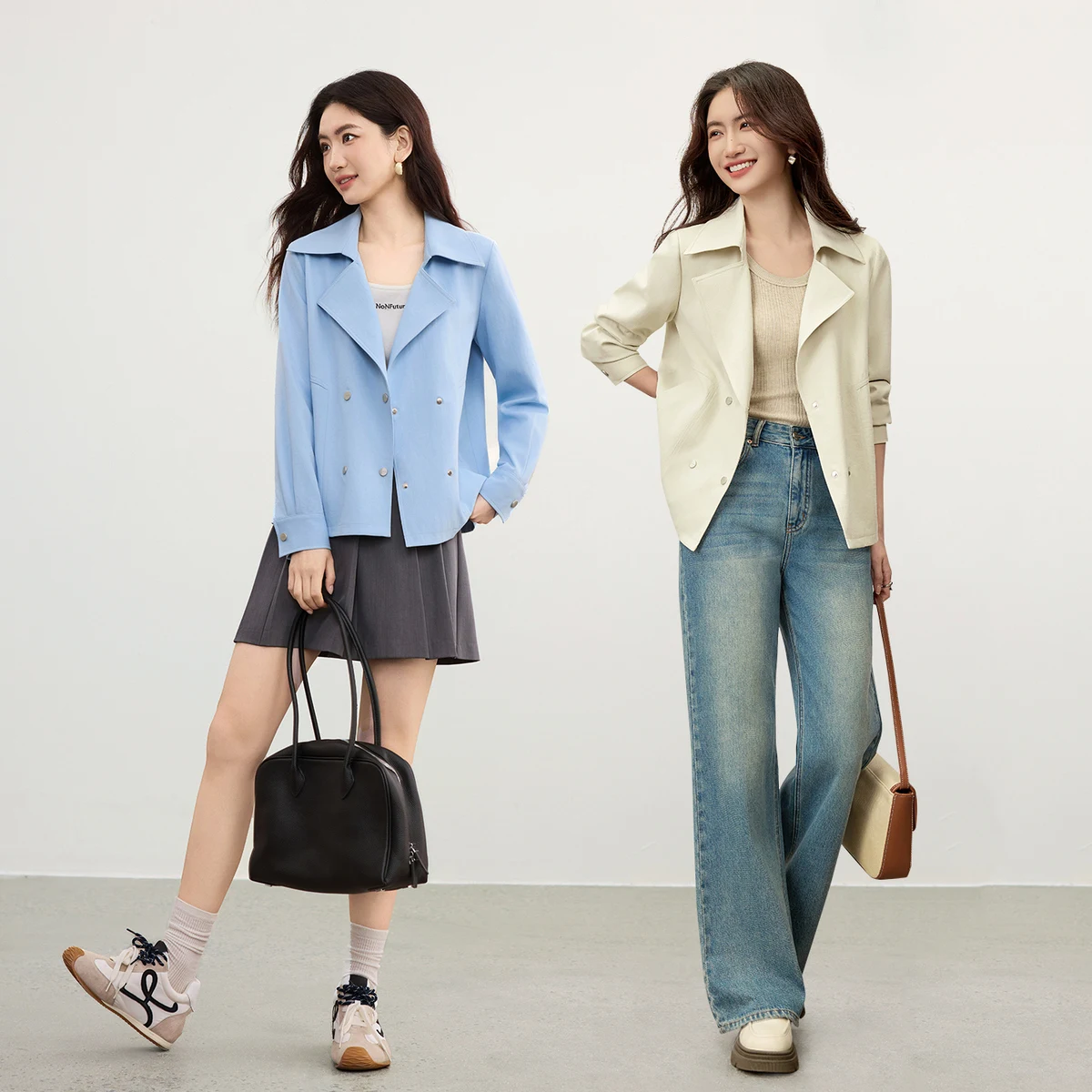 SENTUBILA Women's French Style Light Blue Double Breasted Trench Coat Lapel Collar Cropped Jacket for Spring Fall153WB2255
SENTUBILA Women's French Style Light Blue Double Breasted Trench Coat Lapel Collar Cropped Jacket for Spring Fall153WB2255