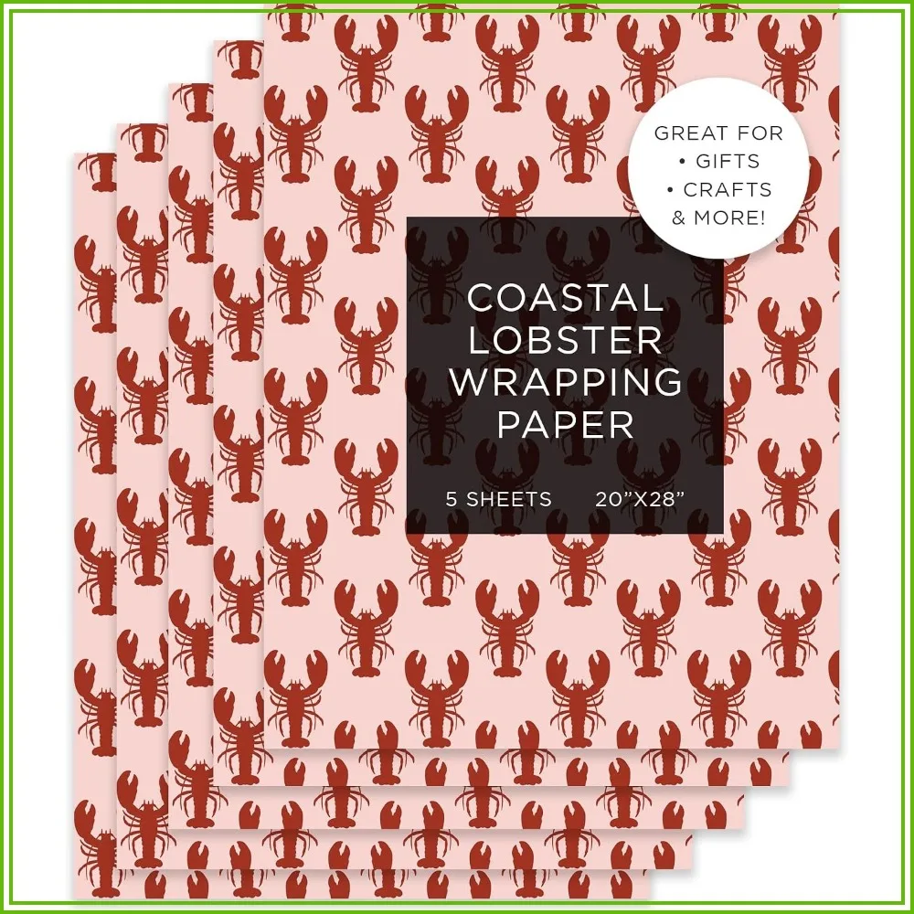 Red Lobster Wrapping Paper Sheets - Ocean Gift Wrap, Pink Lobster Design, 5 Sheets 28x20 Inches
Red Lobster Wrapping Paper Sheets - Ocean Gift Wrap, Pink Lobster Design, 5 Sheets 28x20 Inches