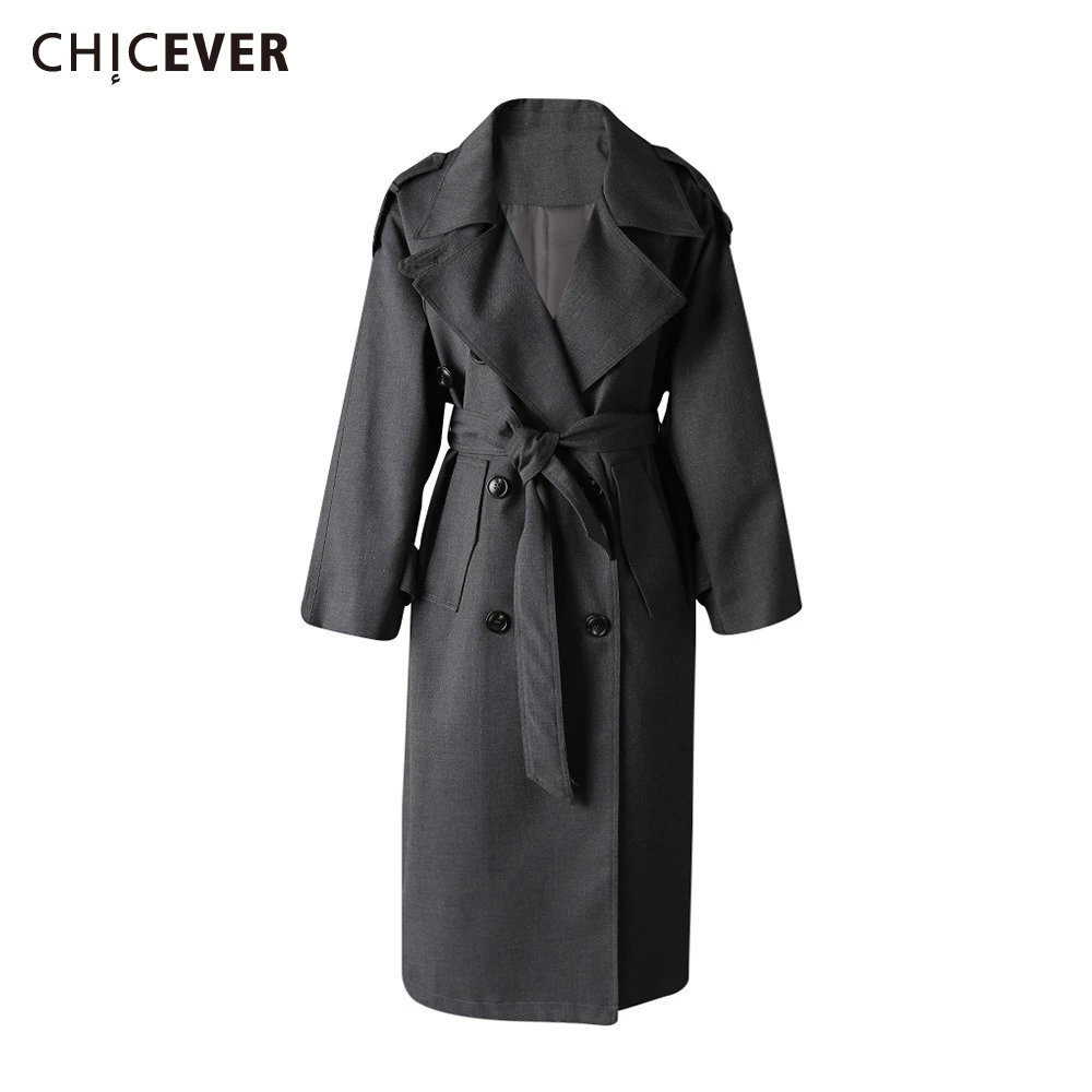 CHICEVER Solid Spliced Lace Up Trench Female Lapel Long Sleeve Slimming Streetwear Chic Women's Trenchs Autumn Style Fashion New
CHICEVER Solid Spliced Lace Up Trench Female Lapel Long Sleeve Slimming Streetwear Chic Women's Trenchs Autumn Style Fashion New