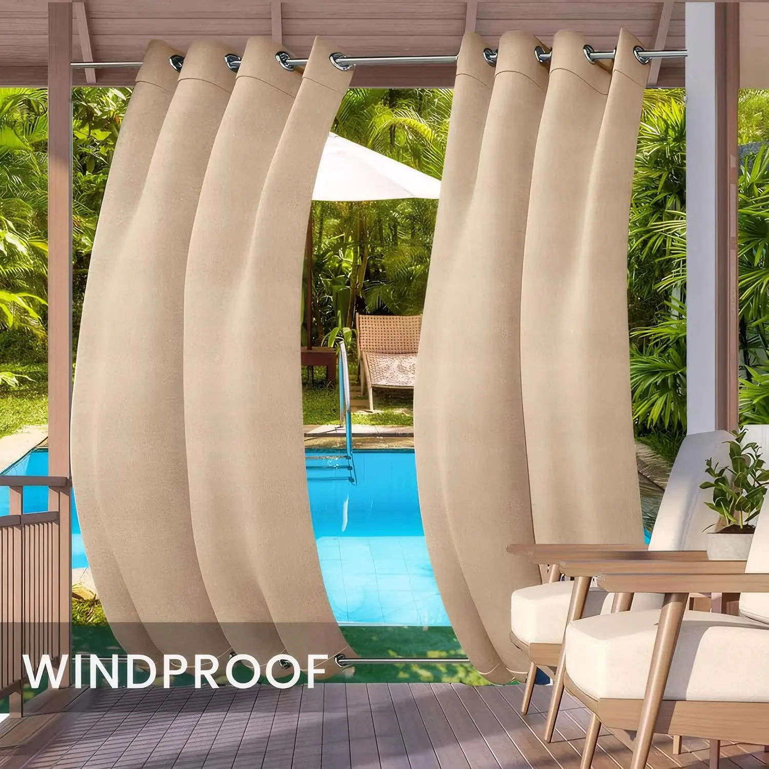 Outdoor Curtains for Garden Patio Gazebo Pergola Waterproof Windproof Blackout Thermal Insulated Privacy Curtains Double Grommet
Outdoor Curtains for Garden Patio Gazebo Pergola Waterproof Windproof Blackout Thermal Insulated Privacy Curtains Double Grommet