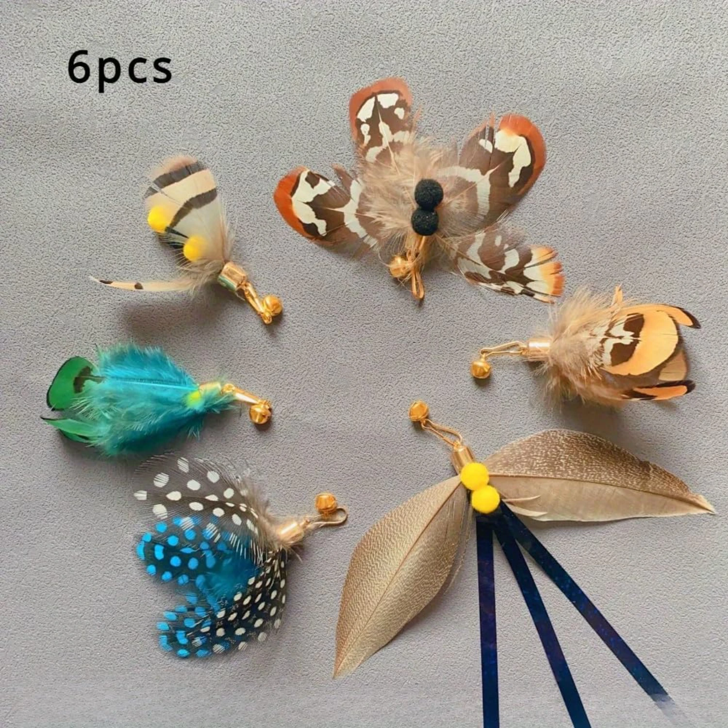 Exciting Colorful Premium Set of 6 Vibrant Feather Wand Toy Refills for Your Cat - Bell-Enhanced Interactive Toys to Enhance Pla
Exciting Colorful Premium Set of 6 Vibrant Feather Wand Toy Refills for Your Cat - Bell-Enhanced Interactive Toys to Enhance Pla