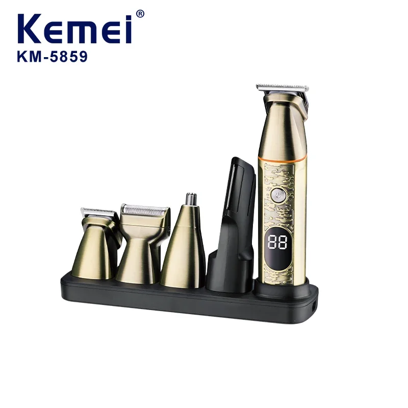 Kemei KM-5859 Professional 5-in-1 Multi-Functional Hair Clipper For Beard, Nose Hair, Body Grooming Styling, Home Barber Kit
Kemei KM-5859 Professional 5-in-1 Multi-Functional Hair Clipper For Beard, Nose Hair, Body Grooming Styling, Home Barber Kit