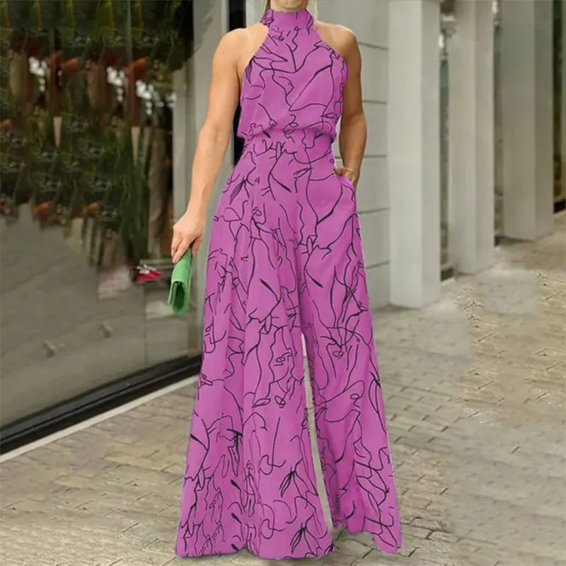 2025 New Spring Summer New Women's Fashion Printed Round Neck Sexy Sleeveless Hanging Neck Slim Fit With Pocket Jumpsuit Pants
2025 New Spring Summer New Women's Fashion Printed Round Neck Sexy Sleeveless Hanging Neck Slim Fit With Pocket Jumpsuit Pants