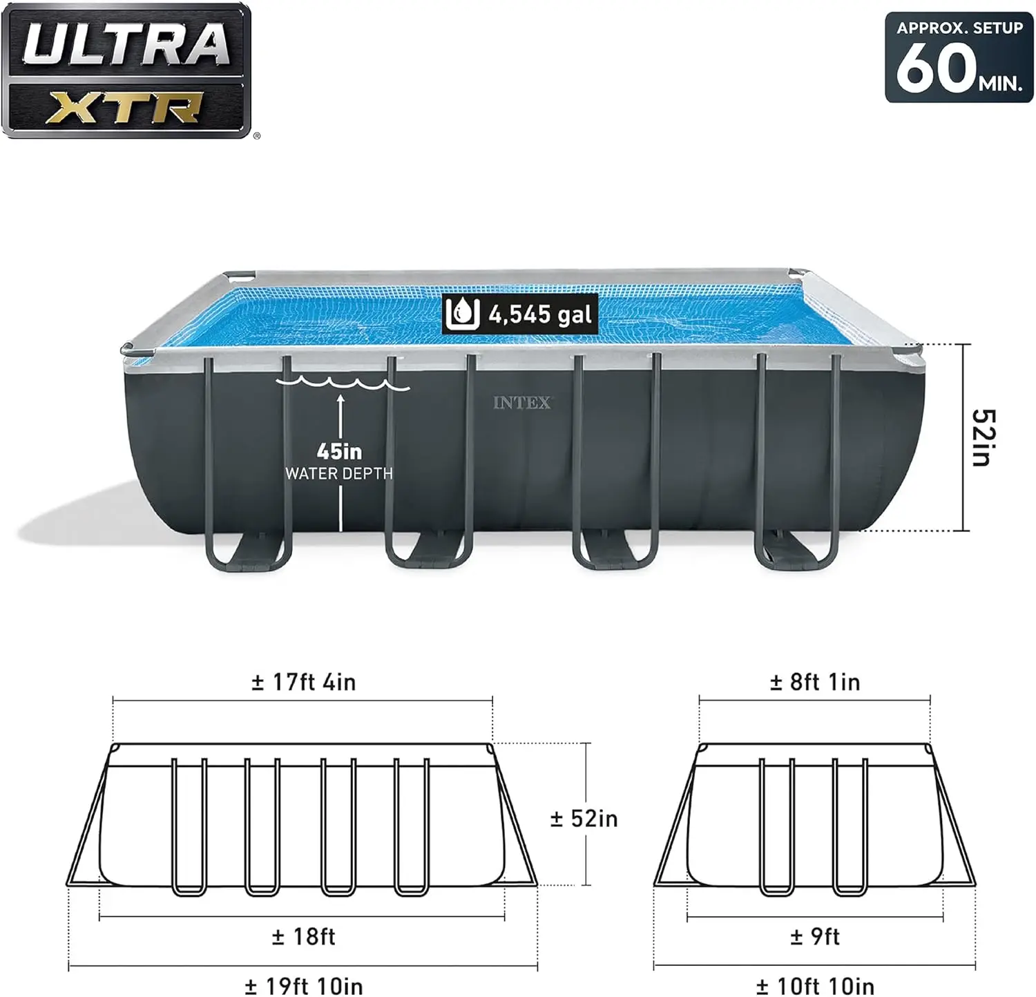 Набор для бассейна с прямоугольной рамой Ultra XTR размером 18 x 9 x 52 дюйма с насосом — большой прямоугольный бассейн надземного двора — горячая распродажа
Набор для бассейна с прямоугольной рамой Ultra XTR размером 18 x 9 x 52 дюйма с насосом — большой прямоугольный бассейн надземного двора — горячая распродажа