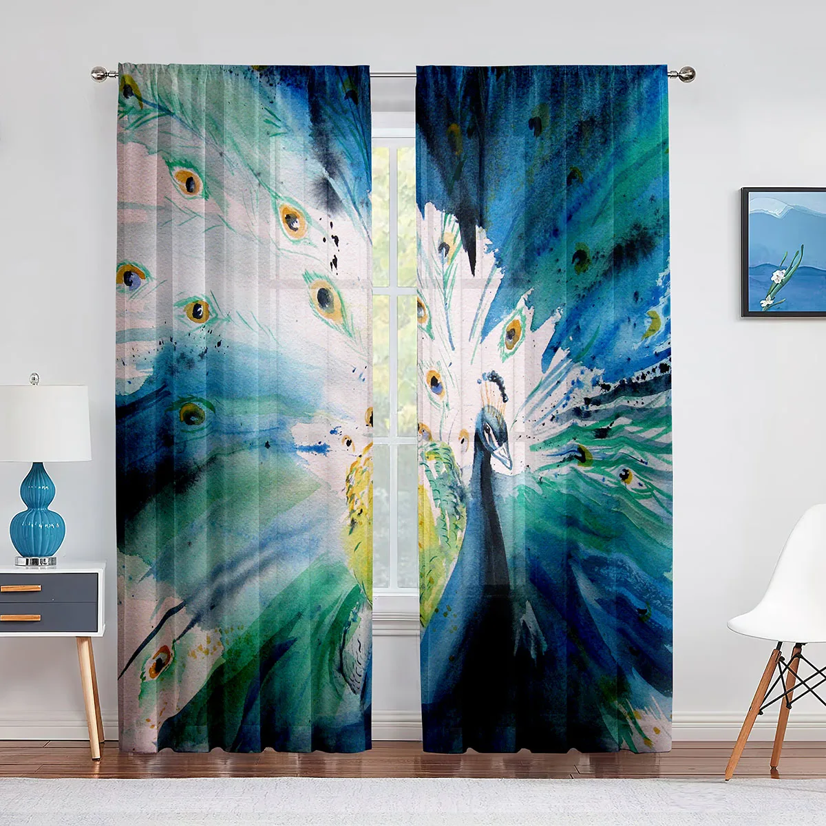 Colorful Artistic Oil Painting Peacock Curtains for Living Room Bedroom Kitchen Decor Modern Transparent Window Curtains 2panels
Colorful Artistic Oil Painting Peacock Curtains for Living Room Bedroom Kitchen Decor Modern Transparent Window Curtains 2panels