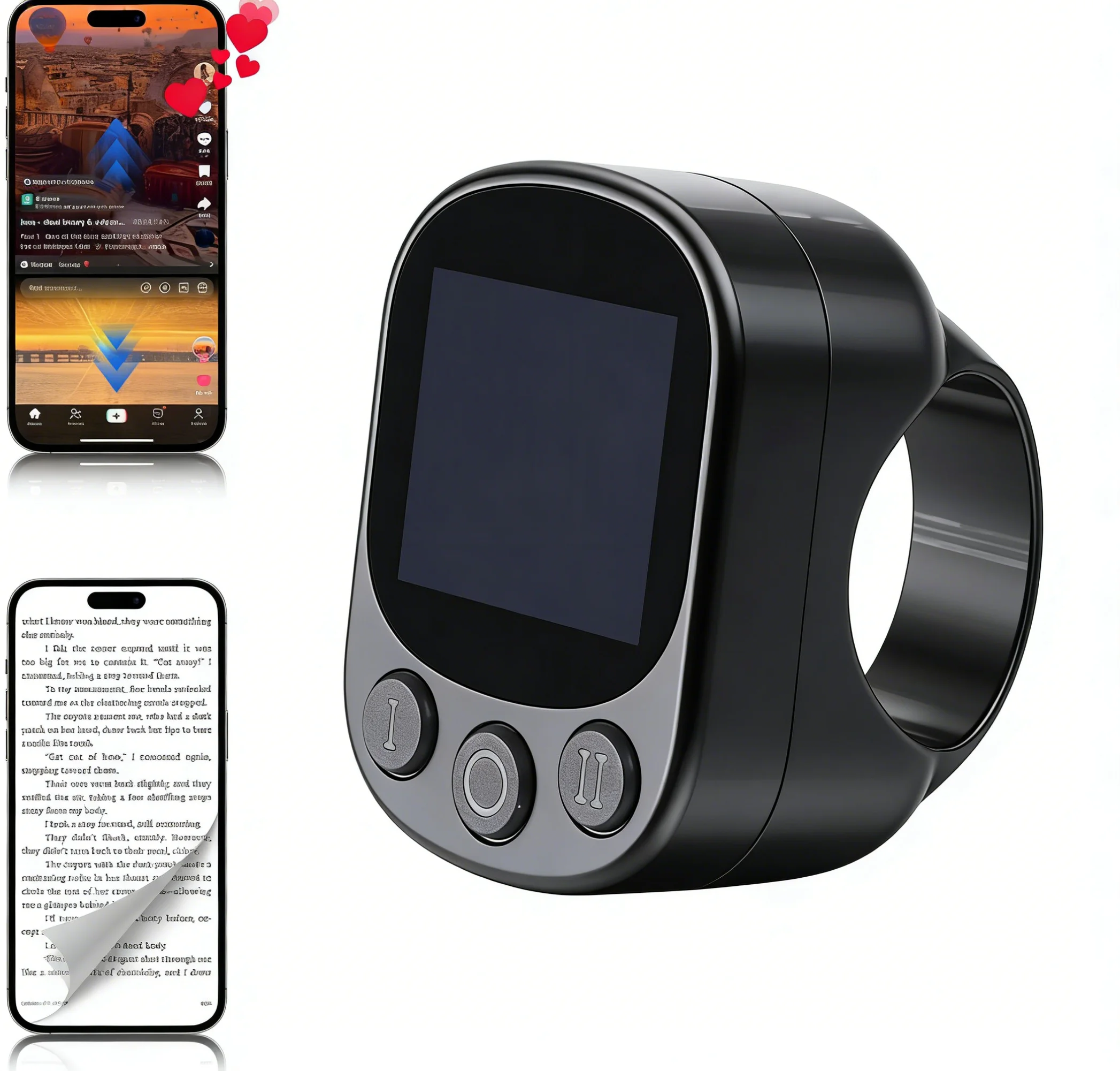 Versatile TikTok Browsing Touchscreen Scrolling Ring Remote Control Wireless Bluetooth Air Mouse Camera Shutter For Android IOS