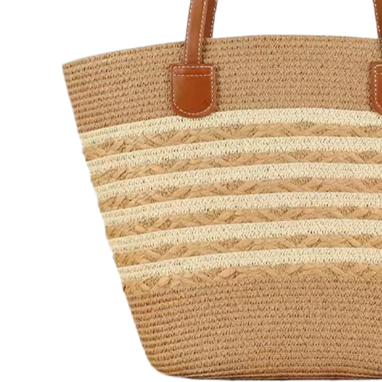 Large Boho Straw Tote Bag Smooth Zipper Shoulder Handbag For Travel Vacation Beach Shopping Office, Summer Bag for Women 5 Seebecbba982141a094bab7d0f51155c9w