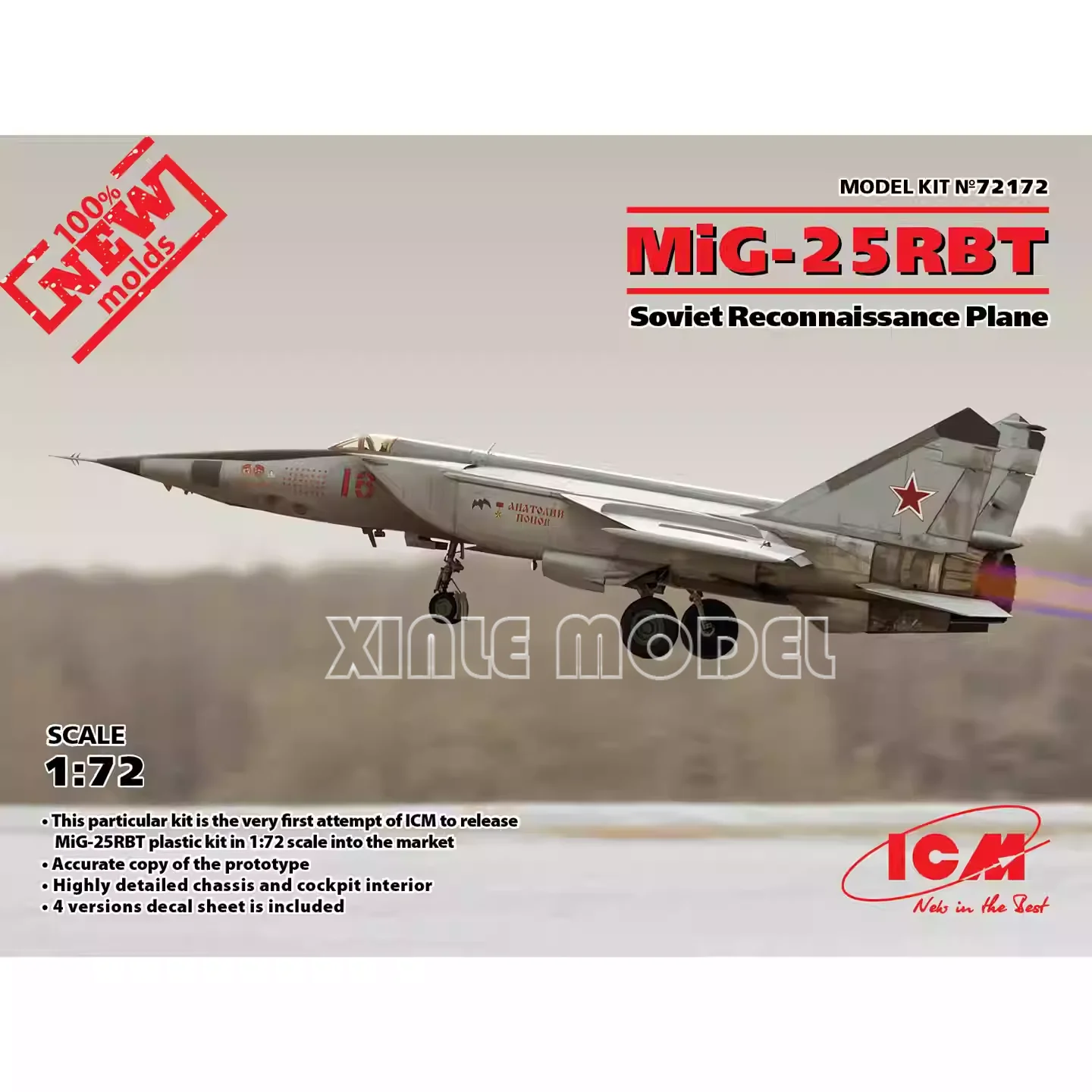 ICM Plastic Assembled Aircraft Model Kit 72172 MiG-25 RBT Soviet Reconnaissance Plane 1/72
ICM Plastic Assembled Aircraft Model Kit 72172 MiG-25 RBT Soviet Reconnaissance Plane 1/72