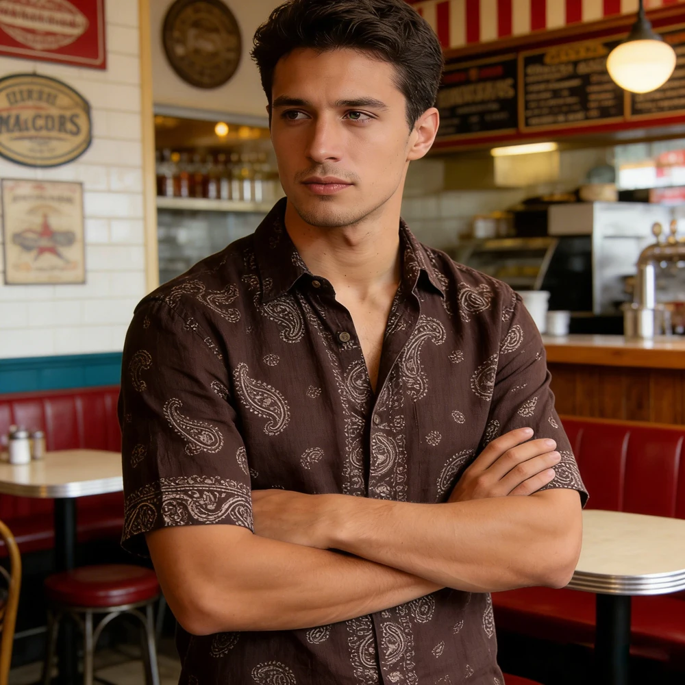 Summer simple retro linen short-sleeved lapel shirt for men with light texture 3D printing shirt business formal casual top men
Summer simple retro linen short-sleeved lapel shirt for men with light texture 3D printing shirt business formal casual top men