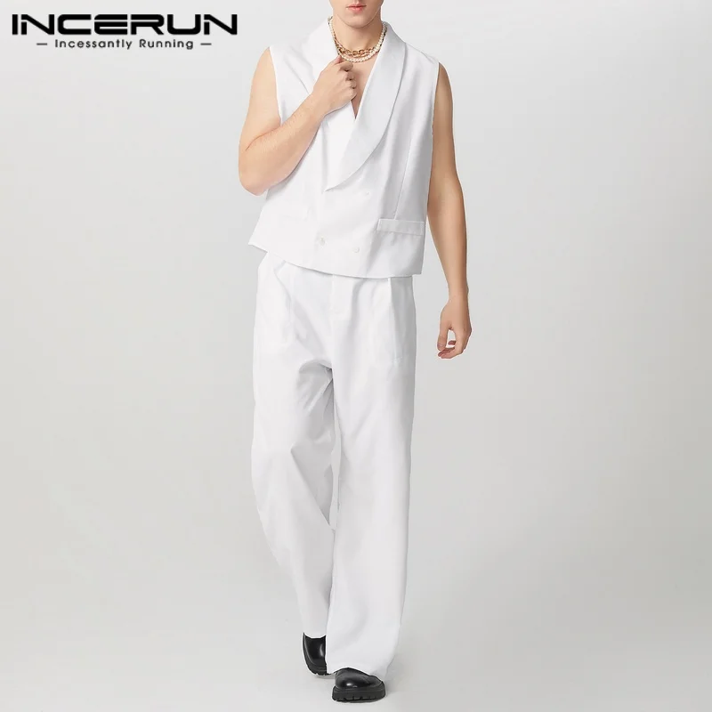 INCERUN Men Sets Solid Color Lapel Sleeveless Double Breasted Vests & Pants 2PCS Streetwear 2024 Fashion Men Casual Suits S-5XL
INCERUN Men Sets Solid Color Lapel Sleeveless Double Breasted Vests & Pants 2PCS Streetwear 2024 Fashion Men Casual Suits S-5XL
