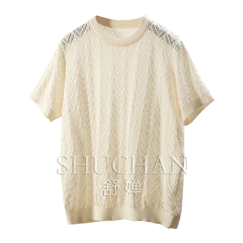 Cool Silk Cotton Corrugated Hollow Short-sleeved Knitted Sweater T-shirt H Women's 13E1 Casacos De Inverno Feminino
Cool Silk Cotton Corrugated Hollow Short-sleeved Knitted Sweater T-shirt H Women's 13E1 Casacos De Inverno Feminino