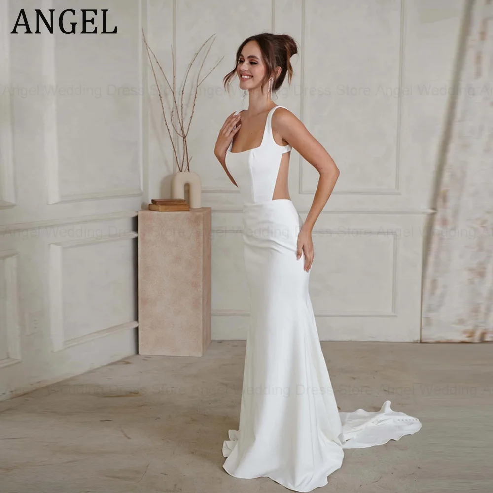 ANGEL Mermaid Wedding Dress Spaghetti Straps Square Collar vestidos novia civil Sexy Backless Simple Soft Satin For Women
ANGEL Mermaid Wedding Dress Spaghetti Straps Square Collar vestidos novia civil Sexy Backless Simple Soft Satin For Women