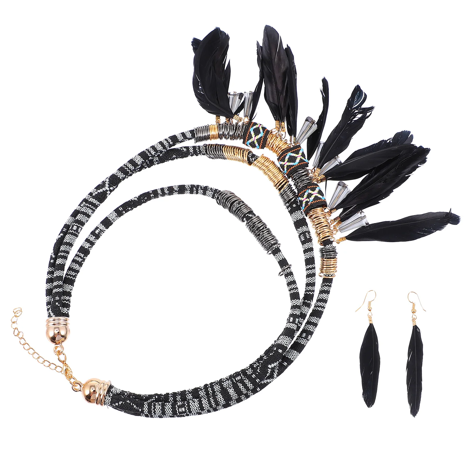 Feathered Necklace Earrings Set Fancy Choker Creative Alloy Jewelry Accessories Women Elegant Retro Style Safe Comfortable
Feathered Necklace Earrings Set Fancy Choker Creative Alloy Jewelry Accessories Women Elegant Retro Style Safe Comfortable