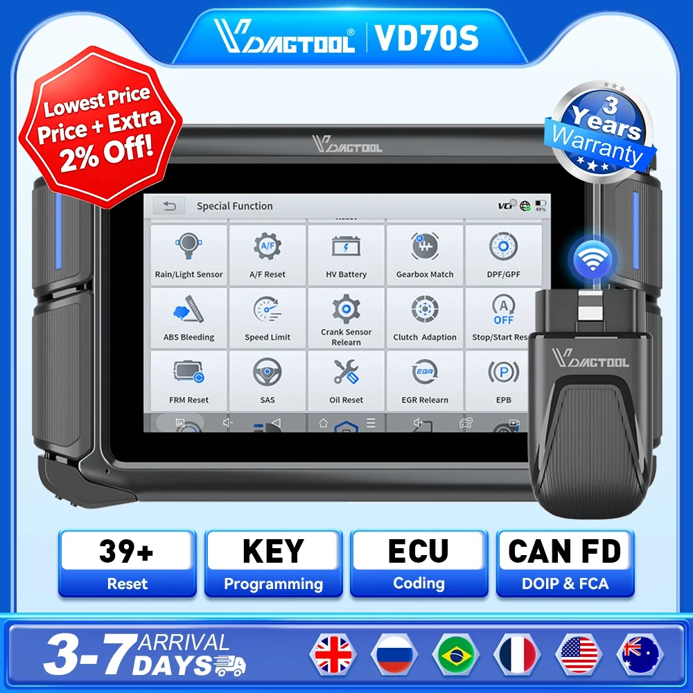 VDIAGTOOL VD70s Car Diagnostic AI Assisted Automotive Scanner ECU Coding 39+ Services Topplogy Bidirectional Key Programming FCA
VDIAGTOOL VD70s Car Diagnostic AI Assisted Automotive Scanner ECU Coding 39+ Services Topplogy Bidirectional Key Programming FCA