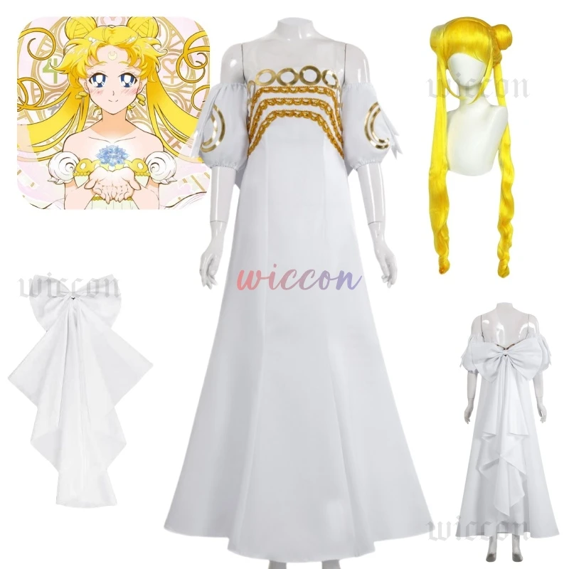 Princess Serenity Tsukino Usagi Cosplay Costume White Long Woman Dress Big Bow Halloween Party Role Play Girl
Princess Serenity Tsukino Usagi Cosplay Costume White Long Woman Dress Big Bow Halloween Party Role Play Girl