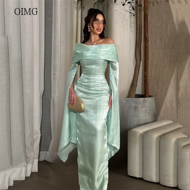 OIMG Mint Green Off The Shoulder Mermaid Prom Gowns Draped Sleeves Party Gown Floor Length Evening Dress فساتين سهره Customized
OIMG Mint Green Off The Shoulder Mermaid Prom Gowns Draped Sleeves Party Gown Floor Length Evening Dress فساتين سهره Customized