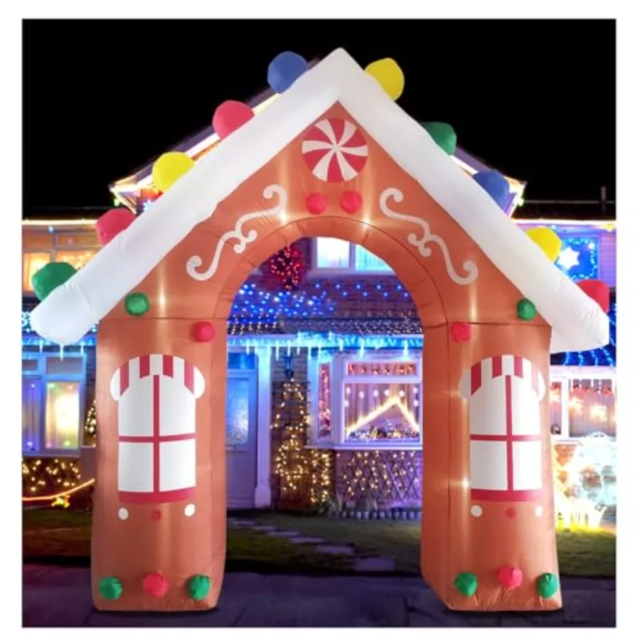 10FT Christmas Inflatables Gingerbread House Archway Outdoor Decorations Giant Christmas Arch Blow Up Yard Decorations with LED
10FT Christmas Inflatables Gingerbread House Archway Outdoor Decorations Giant Christmas Arch Blow Up Yard Decorations with LED