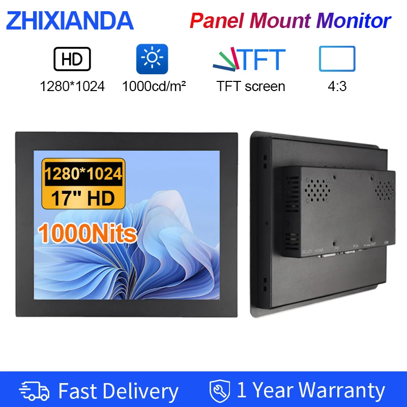 Sunlight Readable 1000 Nits 17 Inch Embedded Mount Display VGA DVI HDMI Industrial Touch Screen Monitor For Automation Equipment
Sunlight Readable 1000 Nits 17 Inch Embedded Mount Display VGA DVI HDMI Industrial Touch Screen Monitor For Automation Equipment