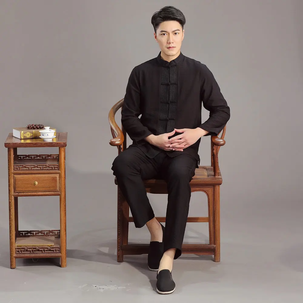 Chinese Old Money Style Men's Zen-Inspired Cotton-Linen Set Black Gray White Mandarin Collar Shirt And Pant 2 Pieces Suit Set
Chinese Old Money Style Men's Zen-Inspired Cotton-Linen Set Black Gray White Mandarin Collar Shirt And Pant 2 Pieces Suit Set