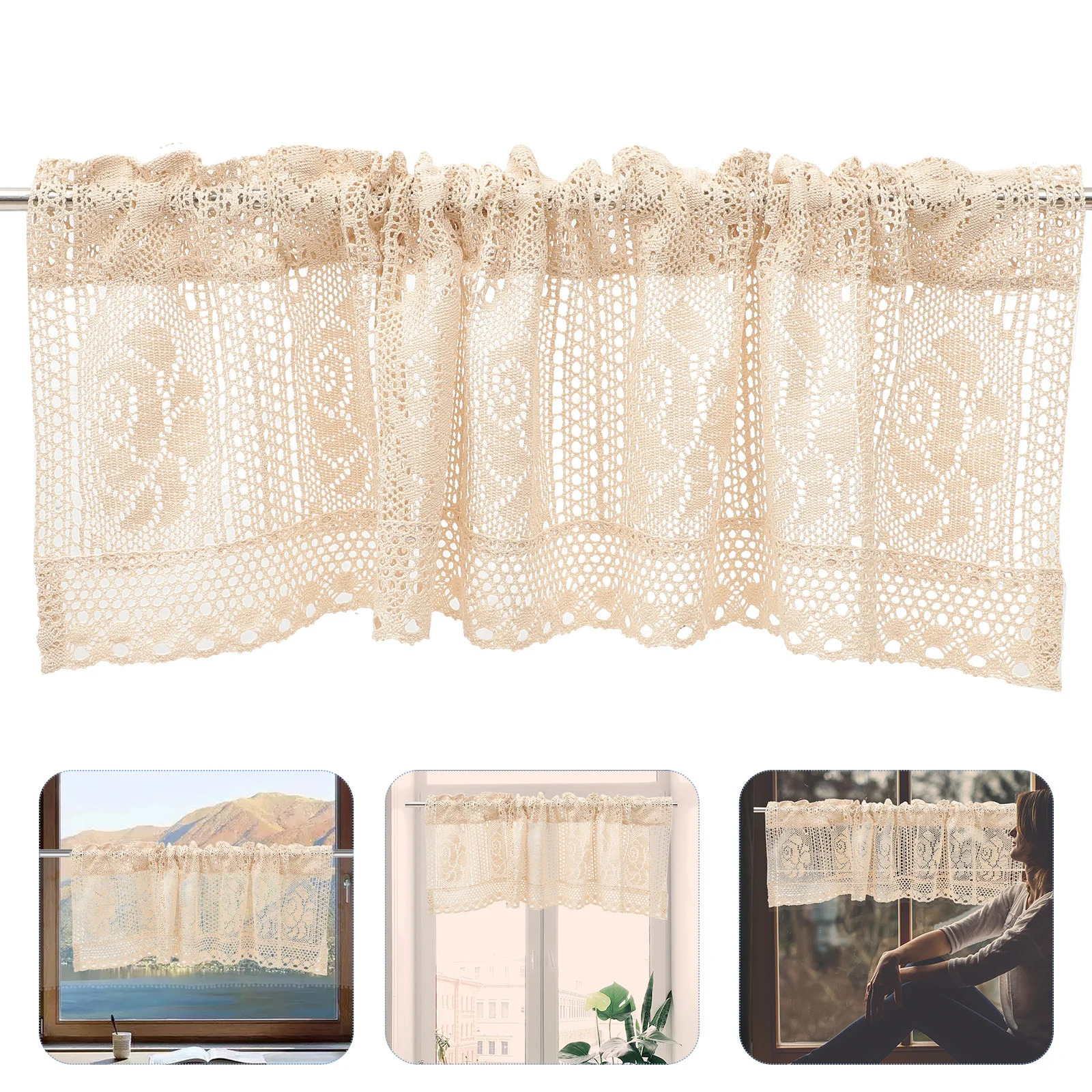 Rustic Crochet Short Curtain Kitchen Window Cabinet Install No Drilling Hollow Pattern Fresh Elegant Sun Block Home
Rustic Crochet Short Curtain Kitchen Window Cabinet Install No Drilling Hollow Pattern Fresh Elegant Sun Block Home