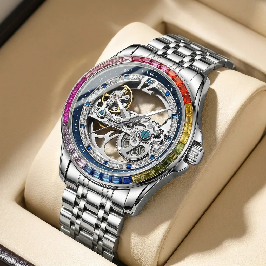 1pcs Men's silver dial alloy strap vintage fashion skeleton gear luxury details Mechanical Watch for daily business party holida
1pcs Men's silver dial alloy strap vintage fashion skeleton gear luxury details Mechanical Watch for daily business party holida