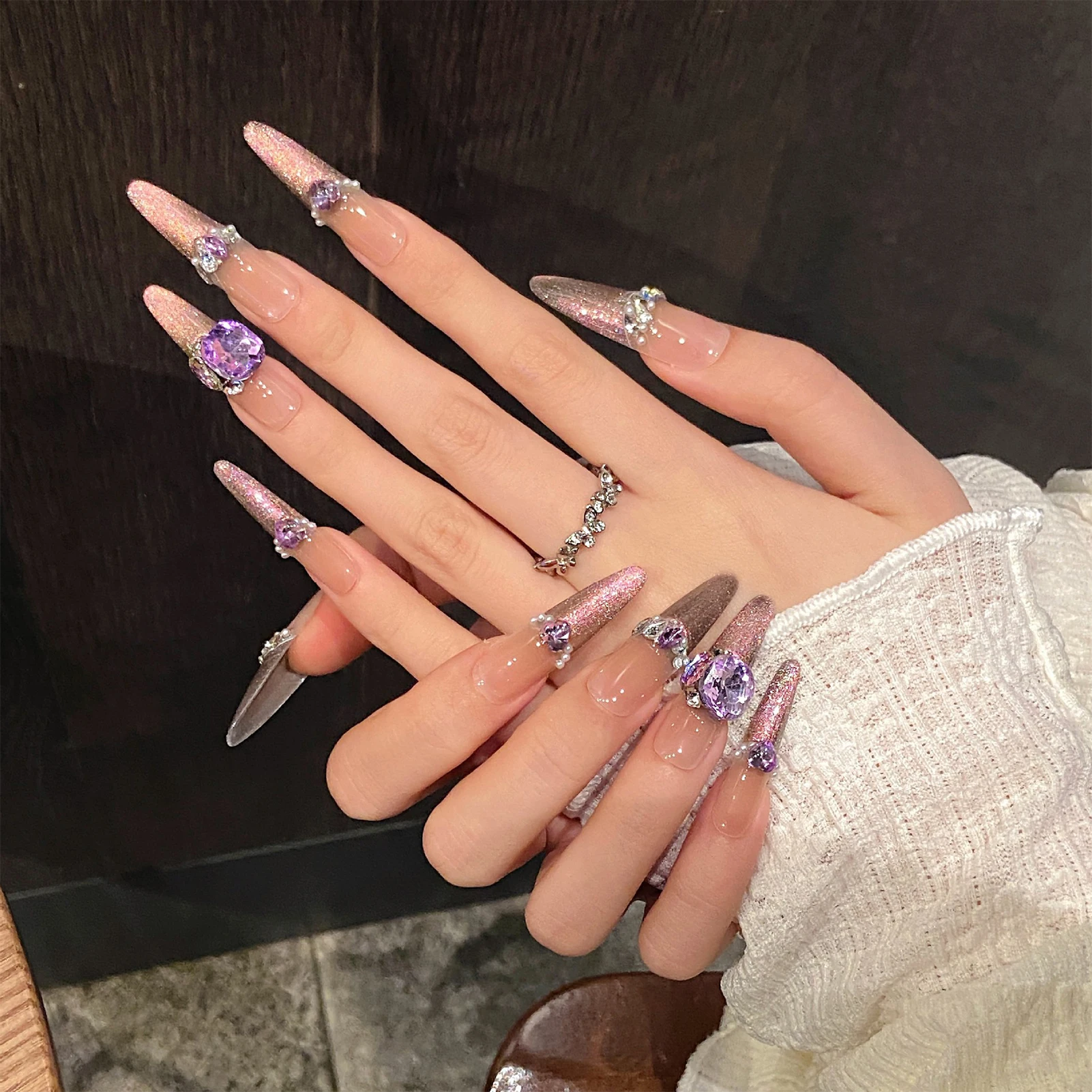 10pcs Pink Purple Gradient Handmade Press On Nails French Cat's Eye Diamond False Nails Fashion Almond Blush Gentle Fake Nails
10pcs Pink Purple Gradient Handmade Press On Nails French Cat's Eye Diamond False Nails Fashion Almond Blush Gentle Fake Nails