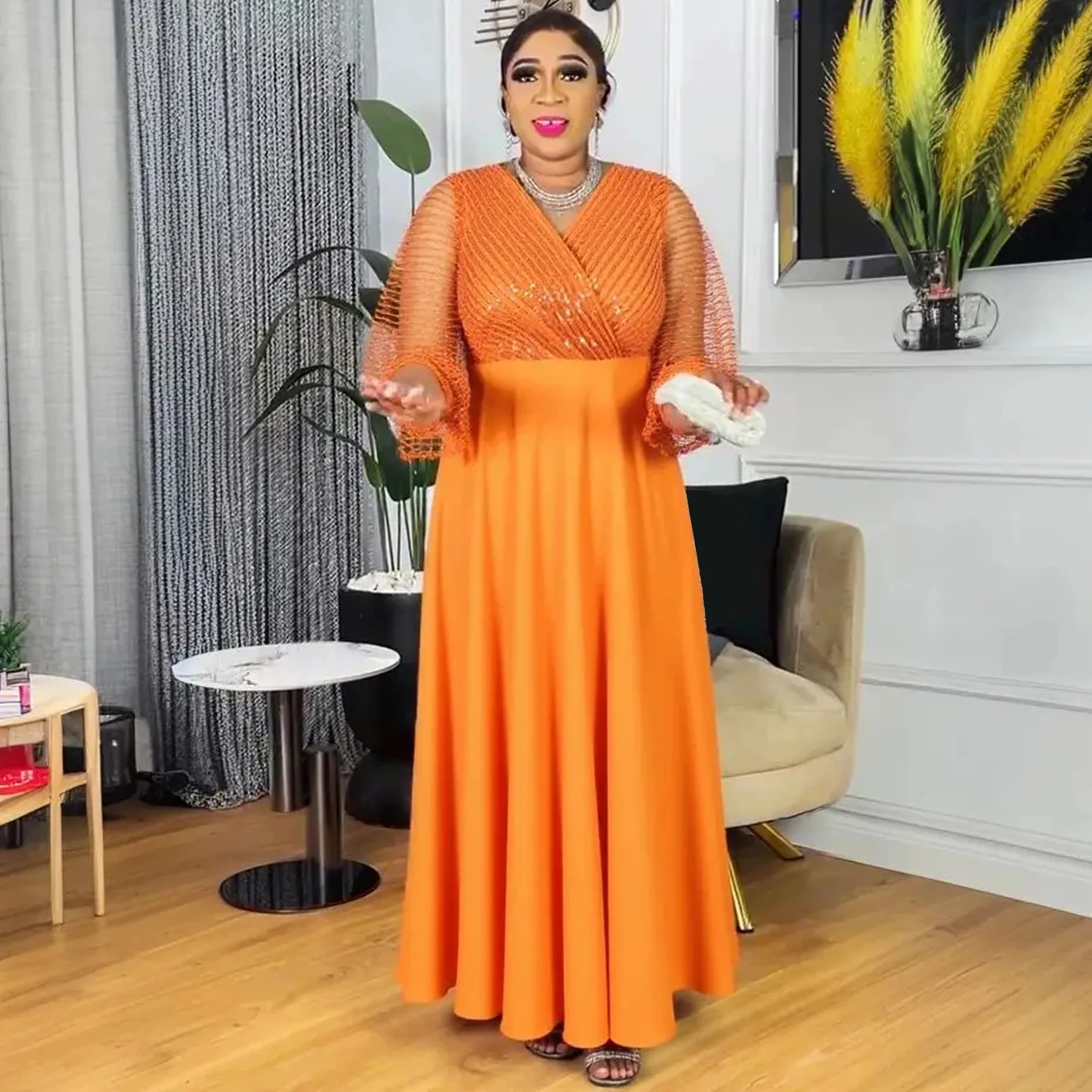 African Dresses For Woman Luxury Elegant Sequin Chiffon Long Dress Dashiki Ankara Outfits Party Wedding Evening Gowns Clothing
African Dresses For Woman Luxury Elegant Sequin Chiffon Long Dress Dashiki Ankara Outfits Party Wedding Evening Gowns Clothing