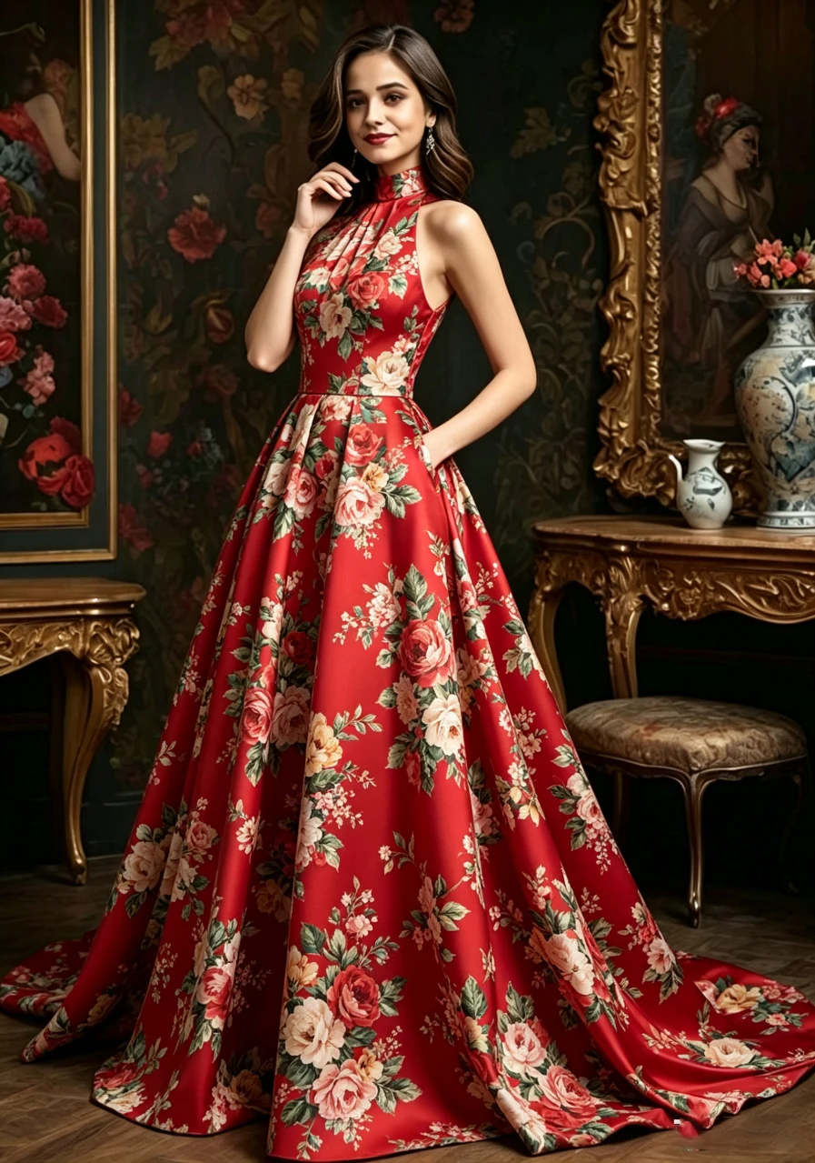 Women's Floral Print Halter Neck Maxi Dress Sleeveless High Waist A-Line Wedding Guest Cocktail Party Evening Dress Summer
Women's Floral Print Halter Neck Maxi Dress Sleeveless High Waist A-Line Wedding Guest Cocktail Party Evening Dress Summer