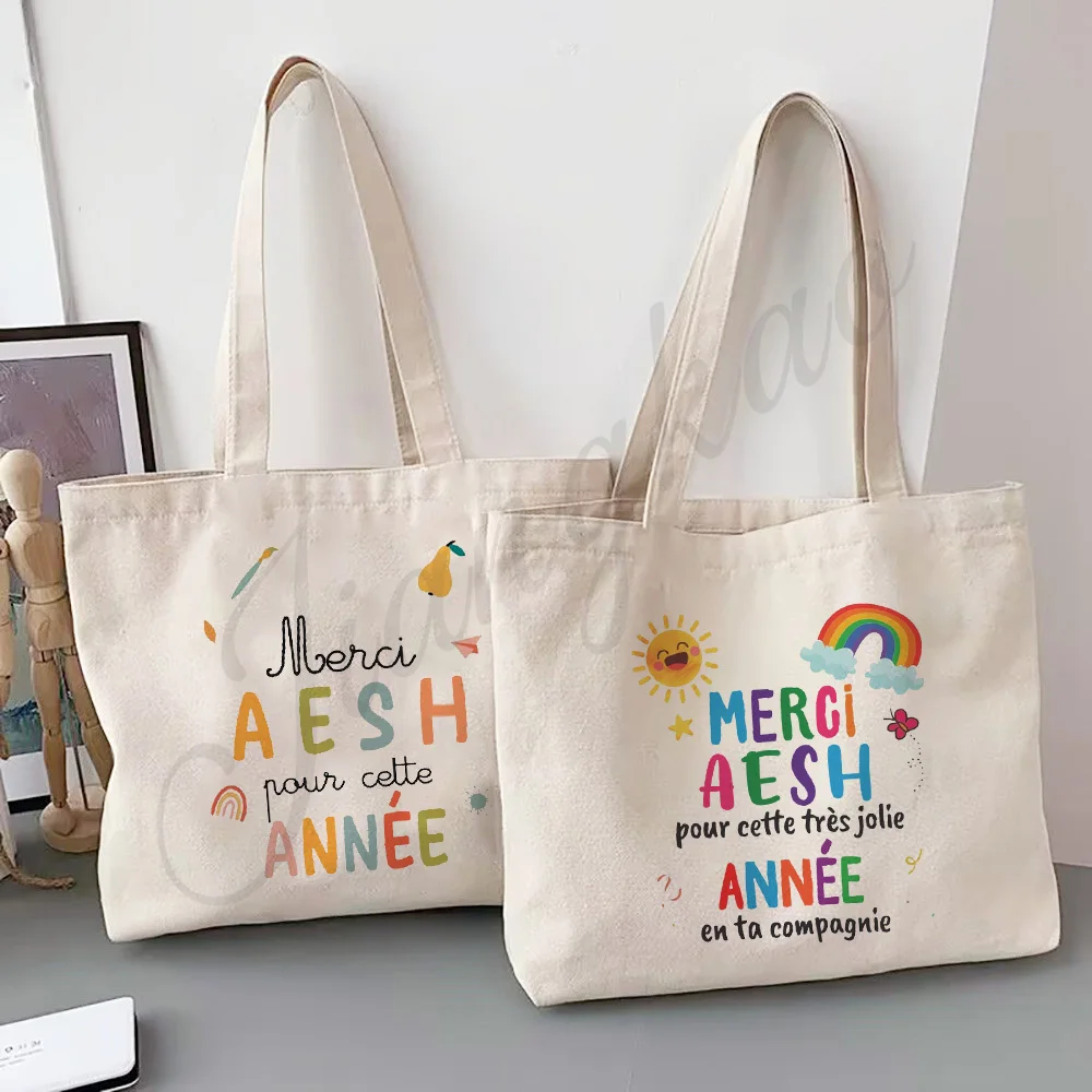 Merci Aesh French Printed Tote Bag Teacher Life Shopping Bags Travel Shoulder Bag Teacher's Day Graduate Thanks Gift for Teacher
Merci Aesh French Printed Tote Bag Teacher Life Shopping Bags Travel Shoulder Bag Teacher's Day Graduate Thanks Gift for Teacher