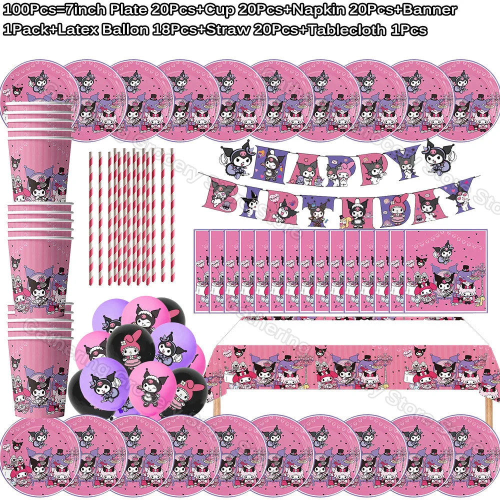 Kuromi Sanrio My Melody Cartoon Girl Princess Tableware Set Wedding Party Supplies Paper Plate Cup Latex Ballon Party Decoration
Kuromi Sanrio My Melody Cartoon Girl Princess Tableware Set Wedding Party Supplies Paper Plate Cup Latex Ballon Party Decoration