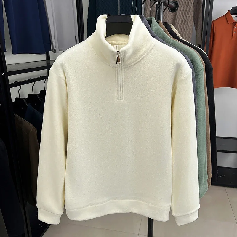 Осенне-зимняя мужская бархатная толстовка с длинным рукавом и высоким воротником на молнии, однотонная модная повседневная универсальная футболка
Осенне-зимняя мужская бархатная толстовка с длинным рукавом и высоким воротником на молнии, однотонная модная повседневная универсальная футболка