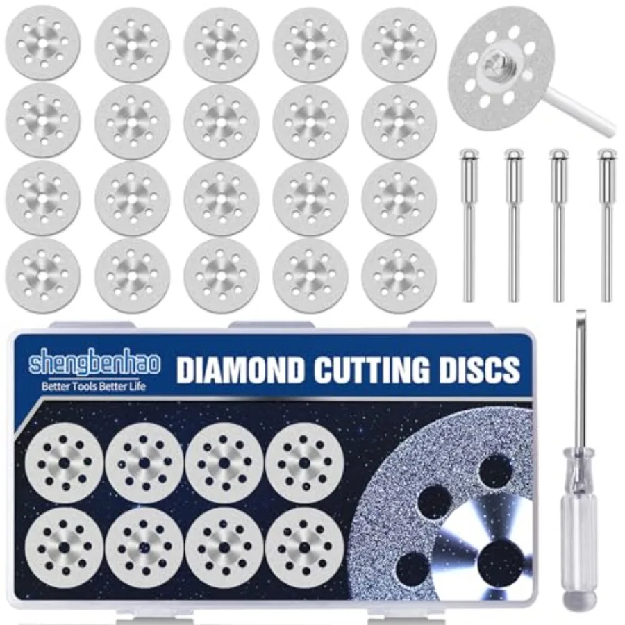 20Pcs Diamond Cutting Wheel 545 for Dremel Rotary Tool with 402 Mandrel 3mm 4pcs and Screwdriver for Cutting Stone, Glass, Cera
20Pcs Diamond Cutting Wheel 545 for Dremel Rotary Tool with 402 Mandrel 3mm 4pcs and Screwdriver for Cutting Stone, Glass, Cera