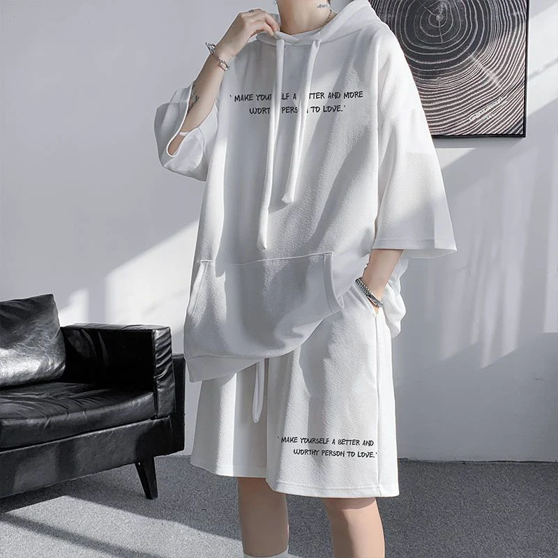 Summer Letter Print Men Short Sleeve Drawstring Hooded Sweatshirt Pocket Ice Silk Breathable Cool Fashion 2xl Oversized Clothing
Summer Letter Print Men Short Sleeve Drawstring Hooded Sweatshirt Pocket Ice Silk Breathable Cool Fashion 2xl Oversized Clothing